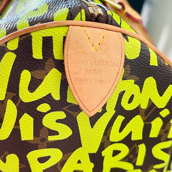 Rare LOUIS VUITTON Monogram Graffiti Speedy 30 neon green LV bag Sprouse - Picture 6 of 17